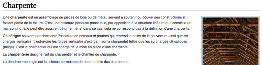 Charpente (et oui j'insiste) sur Wikipedia, avec tout un tas de liens