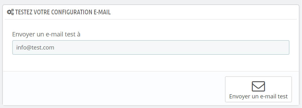 Envoi d'un e-mail de test dans Prestashop 1.7