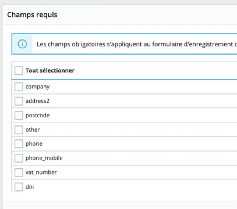 Modifier les champs requis dans le formulaire d'adresses de Prestashop