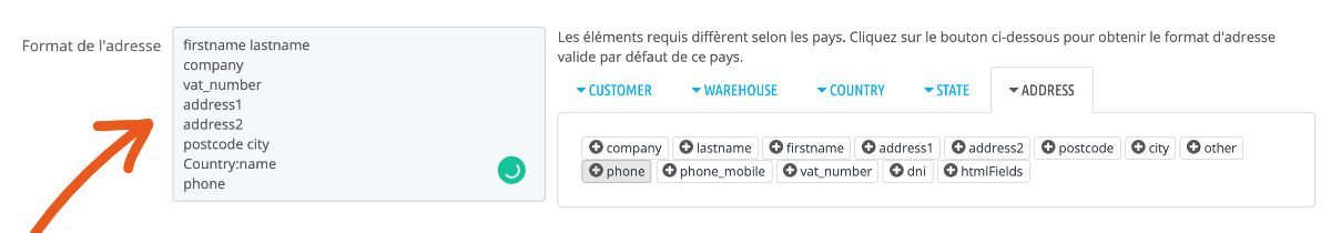 Modifier le format d'adresse dans Prestashop