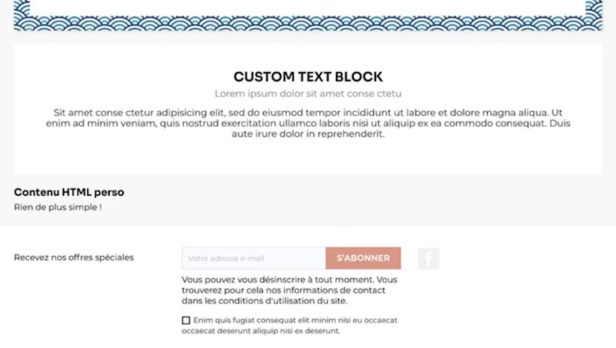 Exemple d'ajout de contenu, plus joli, sur l'accueil de Prestashop 1.7
