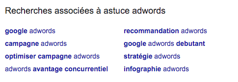 Voilà à quoi ressemble la recherche similaire en bas de page de Google