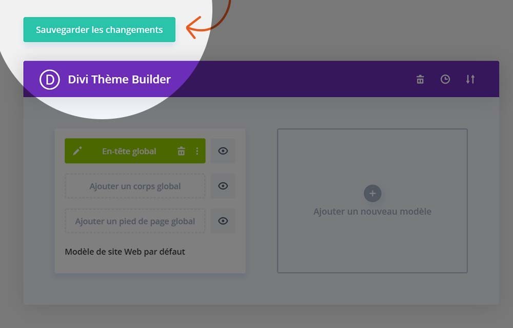 N'oubliez pas de sauvegarder les changements au sein du theme builder