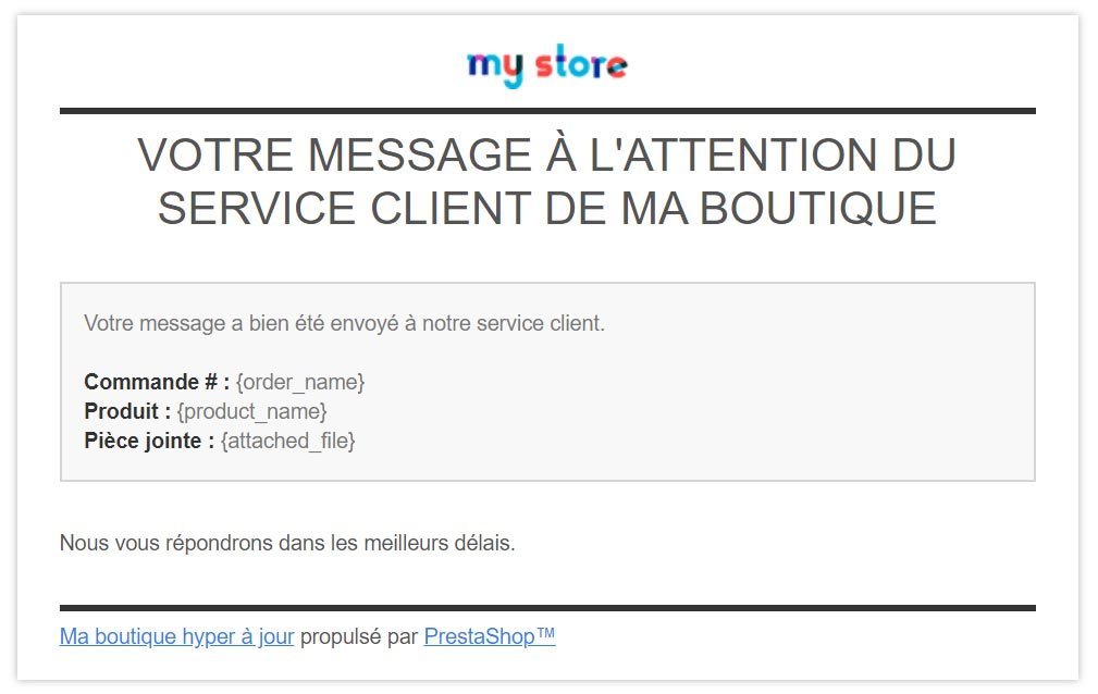Modèle d'e-mail classic de Prestashop avant la version 1.7.6
