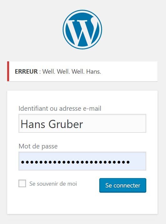 Message d'erreur personnalisé au login de Wordpress