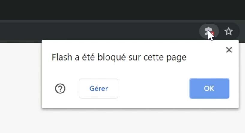 Flash Player est bloqué sur cette page