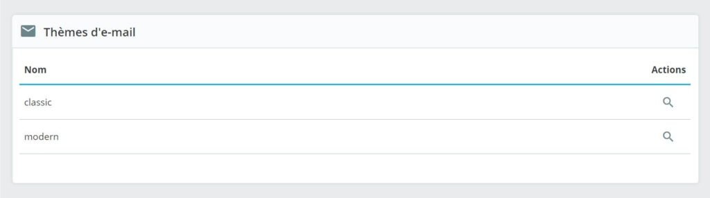 Thèmes d'e-mails de la nouvelle interface de gestion des e-mails