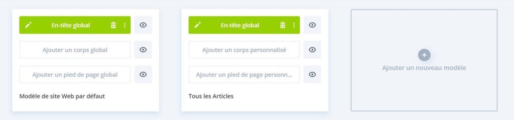 La liste des modèles Divi après ajout