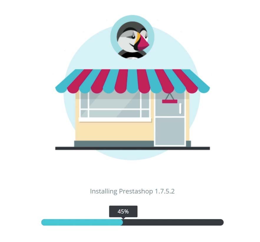 Soyez patient, l'installation de Prestashop prend plusieurs minutes