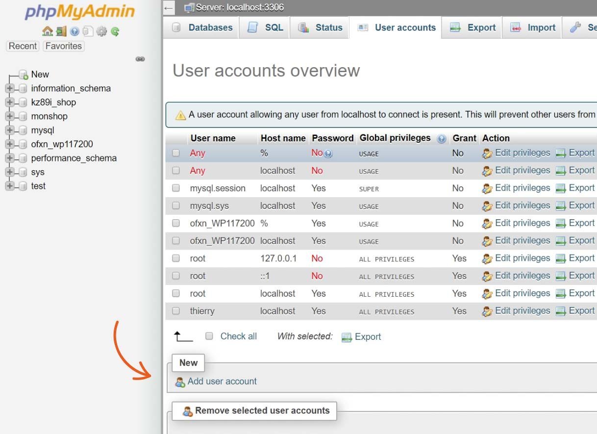 La bonne vieille interface quasi-immuable de PhpMyAdmin