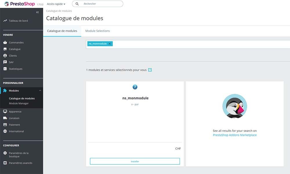 Affichage de votre module personnalisé dans la liste des modules de Prestashop