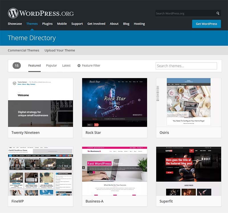 Liste des thèmes WordPress sur wordpress.org